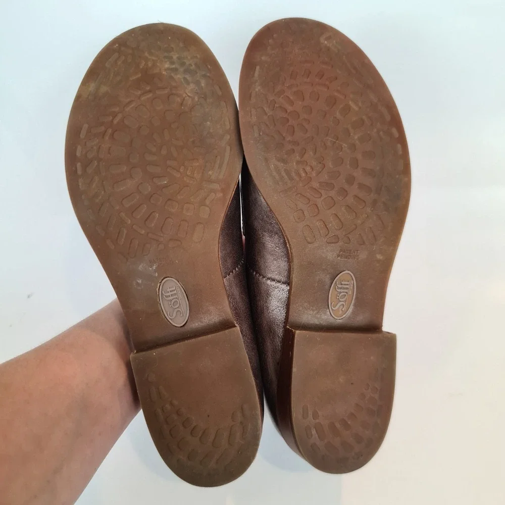 Sofft Napoli Bronze Metallic Leather Loafers Womens‎ 9M Round Toe Slip Shoes